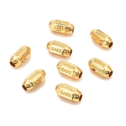 Brass Beads, Long-Lasting Plated, Olive with Word SAFE & DEFEND