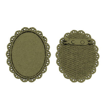 Фурнитура для броши, сплав, тибетский стиль , без кадмия и без свинца, овальный поднос: 40x30 мм, 48x39x2 мм, штифты : 0.5 мм