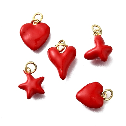 Латунные подвески из красной эмали, с целью перехода в кольце, без кадмия и без свинца, долговечный, стойки покрытие, реальный 18 k позолоченный