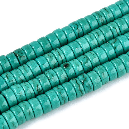 Синтетических Говлит бисер нитей, диск, Heishi бусы, окрашенные