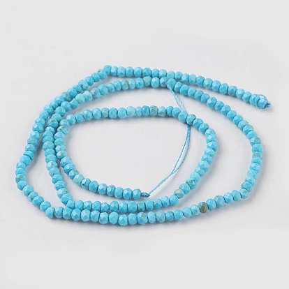 Natural Howlite Beads Strands, Dyed & Heated, Faceted, Rondelle