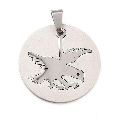 Pendentifs oiseaux en acier inoxydable, plat rond avec l'aigle
