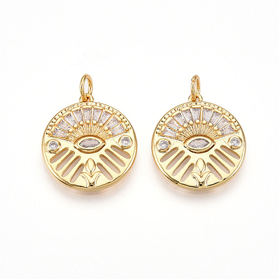Латунные микро проложить кубического циркония подвески, без кадмия, без никеля и без свинца, с целью перехода в кольце, плоские круглые с сглаза