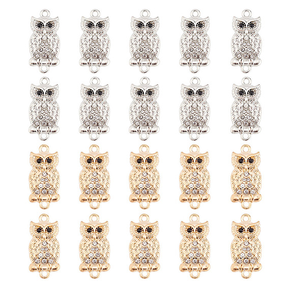 20 шт. 2 цвета цинковый сплав стразы соединительные подвески, сова