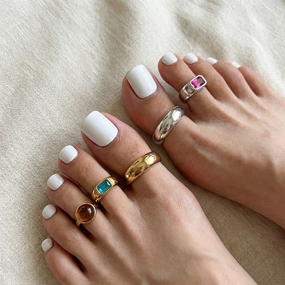 Alloy Rhinestone Cuff Toe Rings for Women, Golden