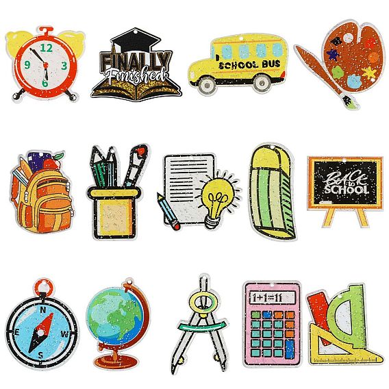 28Pcs 14 Styles Teachers' Day Double-sided Printed Acrylic Pendants