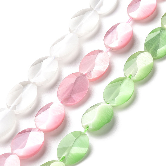 Perles oeil de chat, facette, ovale