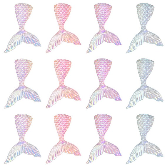 30шт 4 цвета светящиеся прозрачные кабошоны из смолы, имитация рыбьего хвоста, светится в темноте