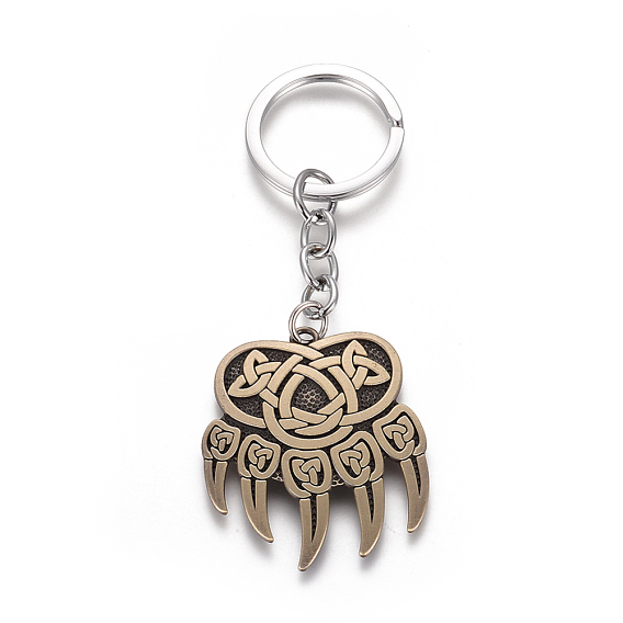 Alloy Keychain, with Iron Ring & Chain, Knot