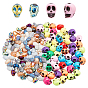 200Pcs Electroplate Glass Beads, Antique Acrylic Beads, Mixed Style, Skull