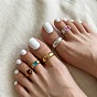 Alloy Rhinestone Cuff Toe Rings for Women, Golden
