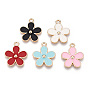 Alloy Enamel Pendants, Cadmium Free & Lead Free, Light Gold, Flower