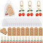 24Piezas de adornos colgantes de esmalte de aleación de cereza, Con cierres giratorios de acrílico y aleación, bolsas de regalo de organza y tarjeta de papel., dorado