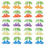 50 piezas 5 colgantes acrílicos transparentes de colores, dijes de flores y hojas, con cuentas de vidrio y 304 anillos de salto abiertos de acero inoxidable