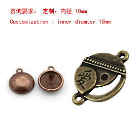 Breloques rondes plates en alliage, paramètres de strass pendentif pointu