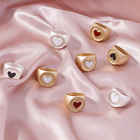 Trendy Street Clap Hand Decoration Drip Nectarine Peach Heart Ring Versatile Jewelry