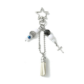 Glass & Acrylic Pendant Decorations, with Star Zinc Alloy Swivel Lobster Clasps and Faux Suede Tassel