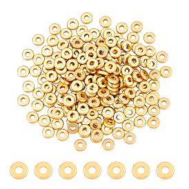 200Pcs Matte Style Brass Spacer Beads, Long-Lasting Plated, Flat Round