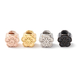 304 Stainless Steel European Beads, Large Hole Beads, Manual Polishing, Flower