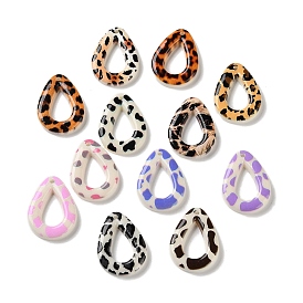 Печатные подвески из непрозрачной смолы, каплевидная форма с подвеской в виде капли и леопардовым принтом.