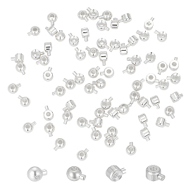 80Pcs 2 Styles Brass Crimp Beads, Long-Lasting Plated