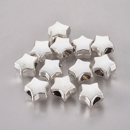 Tibetan Style Alloy European Beads, Large Hole Star Beads, Cadmium Free & Lead Free, 11x7mm, Hole: 4mm, about 462pcs/1000g