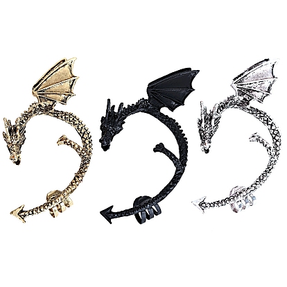 Alloy Dragon Cuff Earrings, Gothic Climber Wrap Around Earrings for Non Piercing Ear