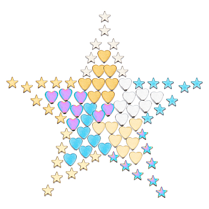 Electroplate Non-magnetic Synthetic Hematite Beads, Star & Heart