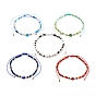 Adjustable Nylon Cord Braided Bead Bracelets, with Evil Eye Lampwork Beads, FGB Glass Seed Beads and Frosted Glass Beads