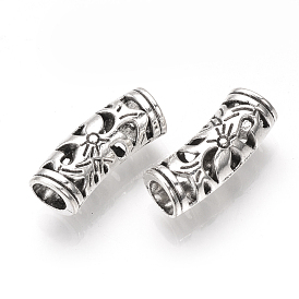 Tibetan Style Alloy Tube Beads, Cadmium Free & Lead Free,, Hollow, Large Hole Beads