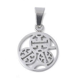 304 подвески из нержавеющей стали, полые плоские круглые прелести, анти-тускнение