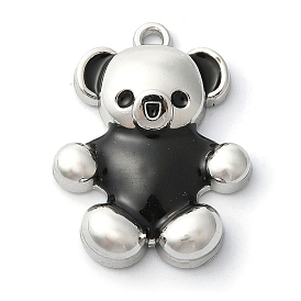 Crémaillère placage pendentifs en émail d'alliage, platine, charme d'ours