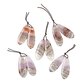 Подвески из натурального аметиста и кружевного агата, слезинки