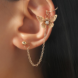 Minimalist Butterfly Clip Vintage Tassel Earrings Elegant Jewelry for Women