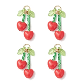 Стеклянные подвески, вишневое очарование, с акриловыми и 304 нержавеющими кольцами для соединения, реальный 18 k позолоченный