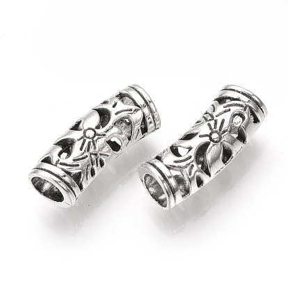 Tibetan Style Alloy Tube Beads, Cadmium Free & Lead Free,, Hollow, Large Hole Beads