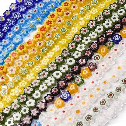 Handmade millefiori lampwork beads strands, слива