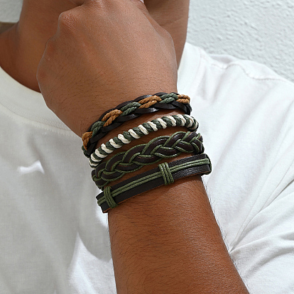 4шт 4 стили плетеные браслеты из искусственной кожи для женщин и мужчин