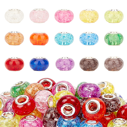 Потрескавшийся полимер европейский бисер, бусины с большим отверстием, с латунными сердечниками с серебряным покрытием, рондель