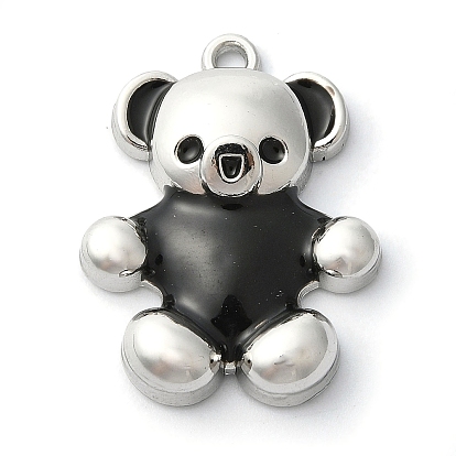 Crémaillère placage pendentifs en émail d'alliage, platine, charme d'ours