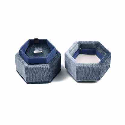 Hexagon Velvet Ring Boxes, for Jewelry