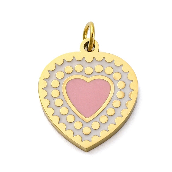 304 из нержавеющей стали шармы эмали, с целью перехода в кольце, шарма сердца, реальный 18 k позолоченный, ионное покрытие (ip)