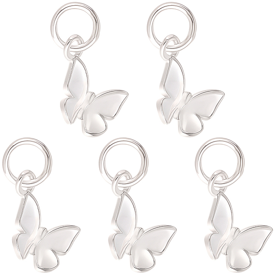 5шт. 925 подвески из стерлингового серебра, серебряный цвет гальваническим, с прыжковых колец