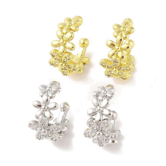 Женские серьги-манжеты из латуни с микропаве и прозрачным цирконием