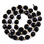 Natural Agate Beads Strands, Faceted, with Seed Beads, Dyed, Round