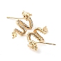 Brass Micro Pave Cubic Zirconia Stud Earrings, Dragon