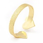 Rack Plating Brass Double Heart Open Cuff Bangle for Women, Cadmium Free & Lead Free