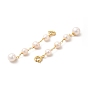 Brass Natural Pearl Beads Spring Ring Clasp Charms, Round