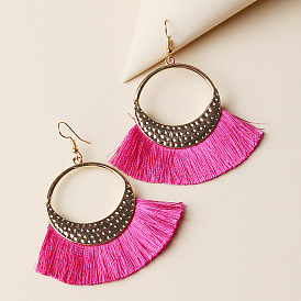 Ethnic Style Tassel Earrings for Women, Oval-shaped Jewelry with Autumn and Winter Charm