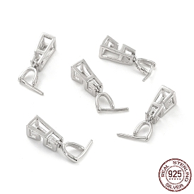 925 Sterling Silver Ice Pick Pinch Bails, Hollow Trapezoid